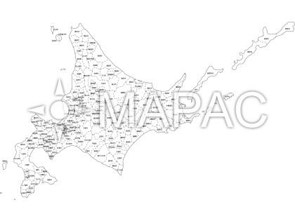 北海道の白地図 - 文字入り