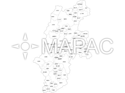 長野県の白地図 文字入り ダウンロード 地図の無料素材 地図ac