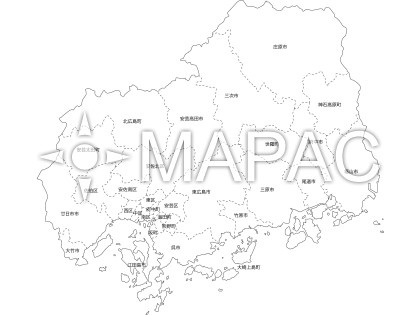 広島県の白地図 文字入り ダウンロード 地図の無料素材 地図ac